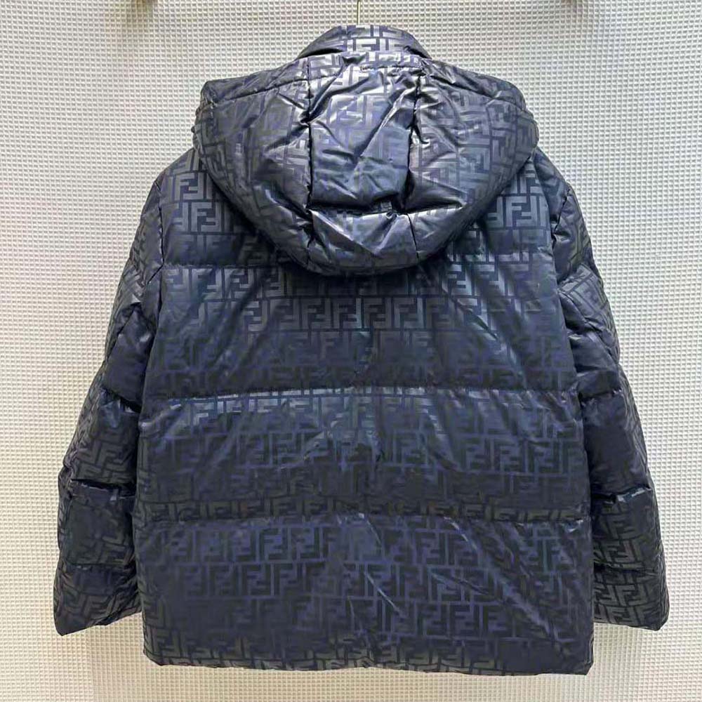 Fendi Women Down Jacket Blue FF Tech Fabric Down Jacket - Image 4