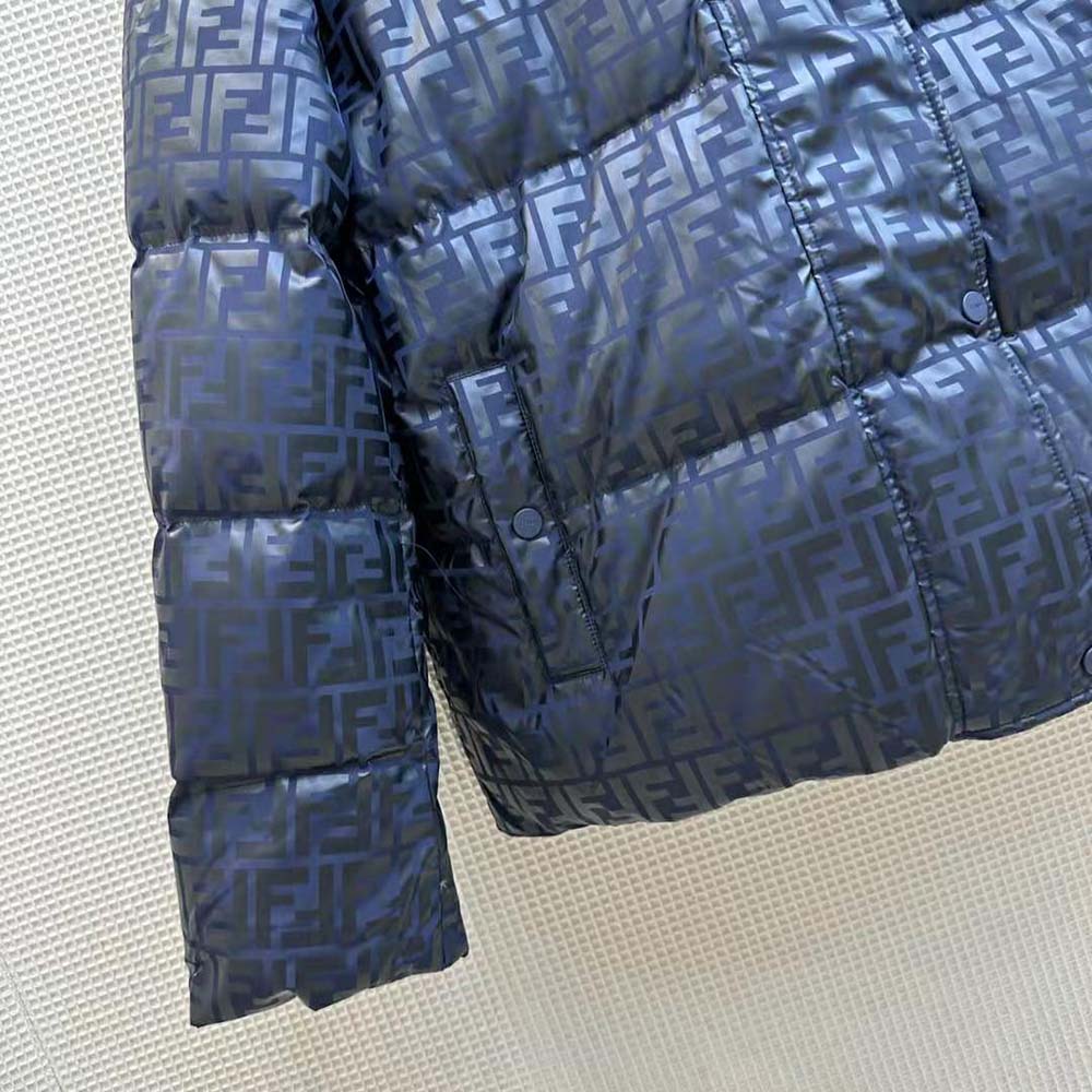 Fendi Women Down Jacket Blue FF Tech Fabric Down Jacket - Image 8