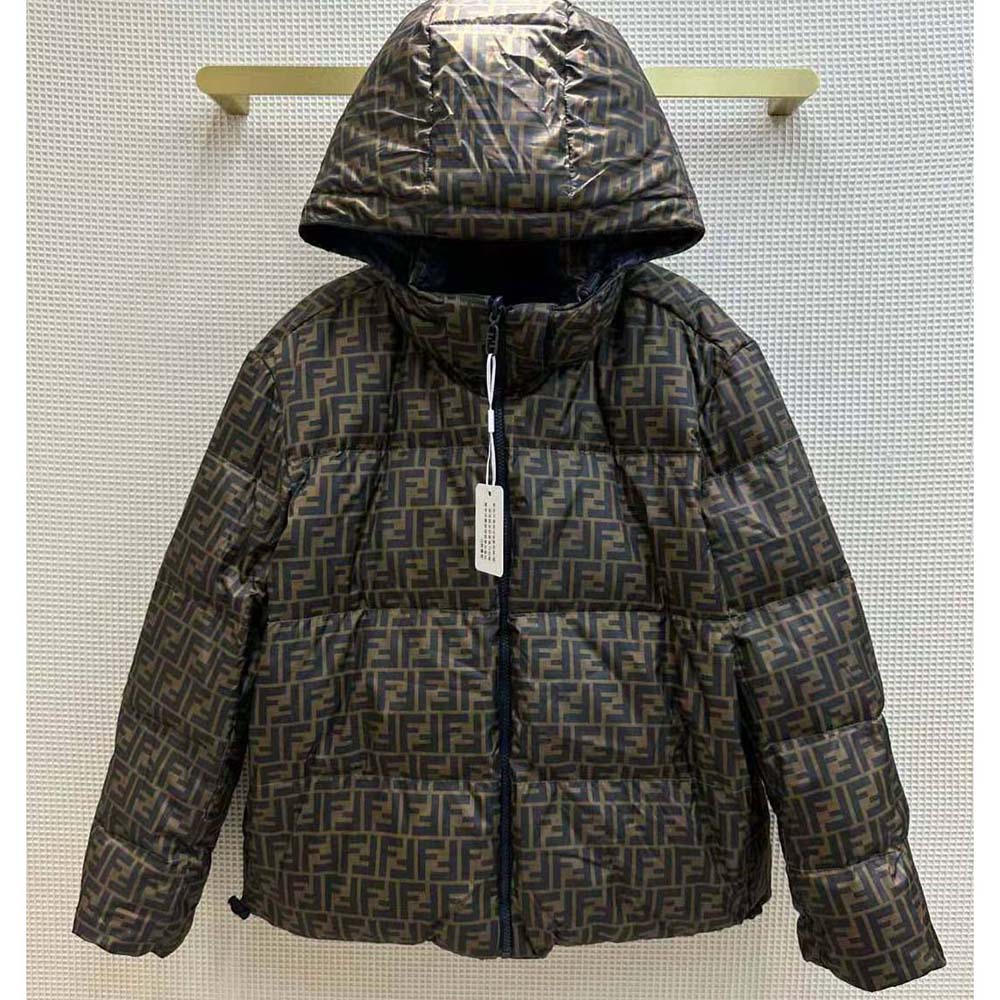 Fendi Women Down Jacket Blue FF Tech Fabric Down Jacket - Image 3