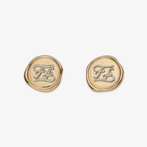 Fendi Women Karligraphy Gold-colored Earrings