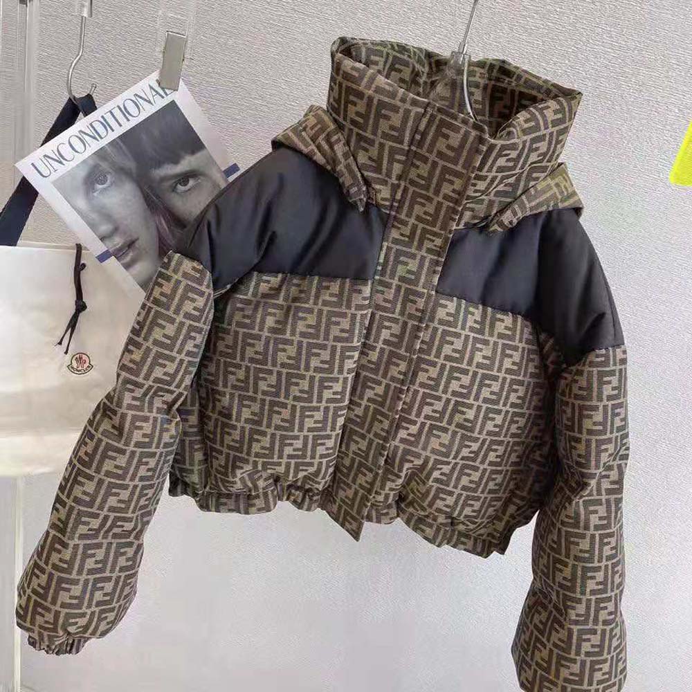 Fendi Women Ski Jacket Brown Canvas Jacket-Brown - Image 2