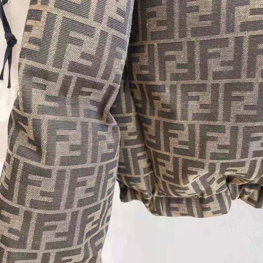 Fendi Women Ski Jacket Brown Canvas Jacket-Brown - Image 9