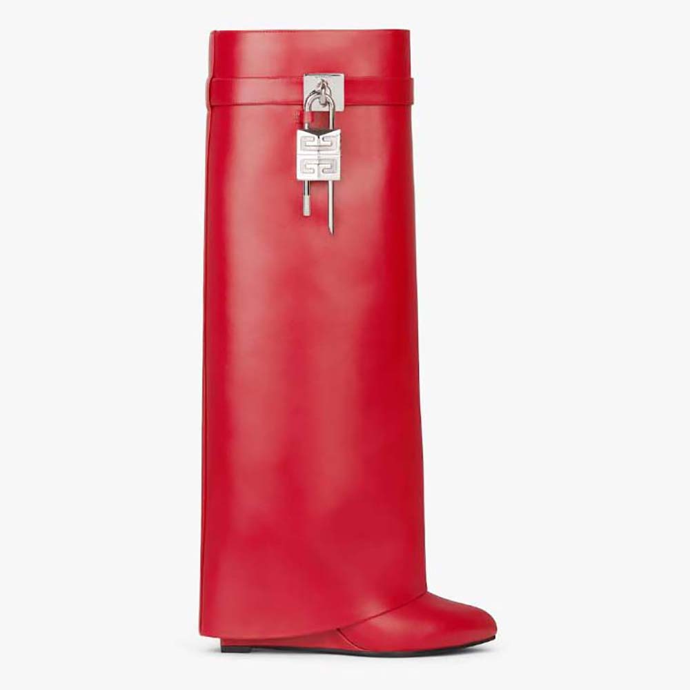 Givenchy Women Also Available in Wide Fit Shark Lock Boots in Leather-Red