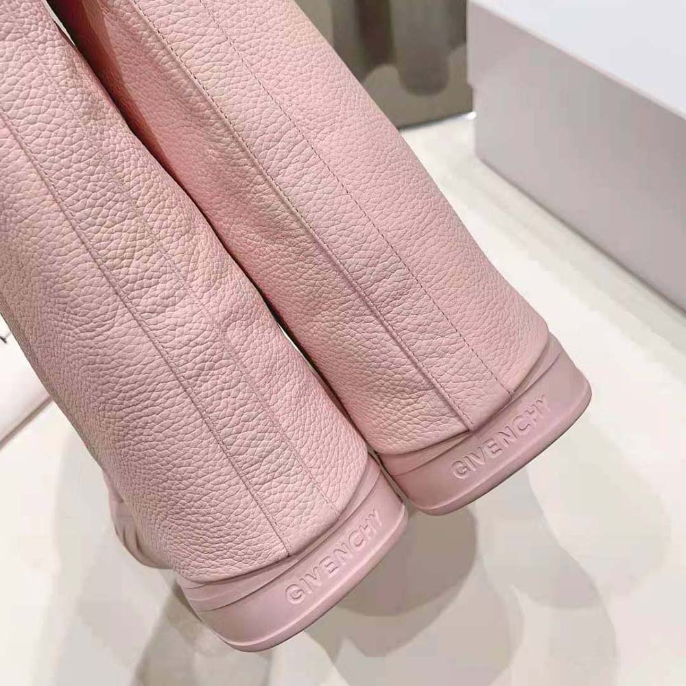 Givenchy Women Shark Lock Biker Ankle Boots in Grained Leather-Pink - Image 8