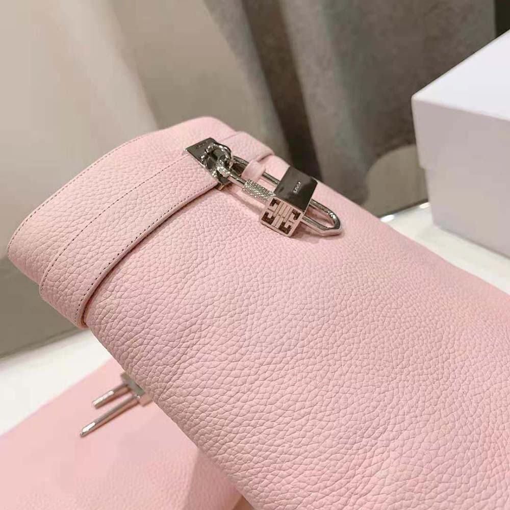 Givenchy Women Shark Lock Biker Ankle Boots in Grained Leather-Pink - Image 9