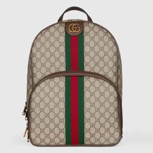 Gucci Unisex Ophidia GG Backpack Beige Ebony GG Supreme Canvas Double G Style ‎779901 FABYY 9744