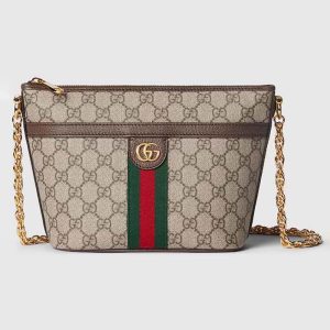 Gucci Unisex Ophidia GG Mini Shoulder Bag Beige Ebony Supreme Canvas