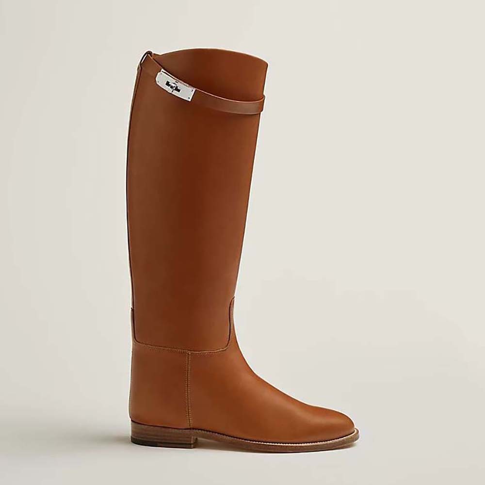 Hermes Women Jumping Boot in Heritage Calfskin-Brown