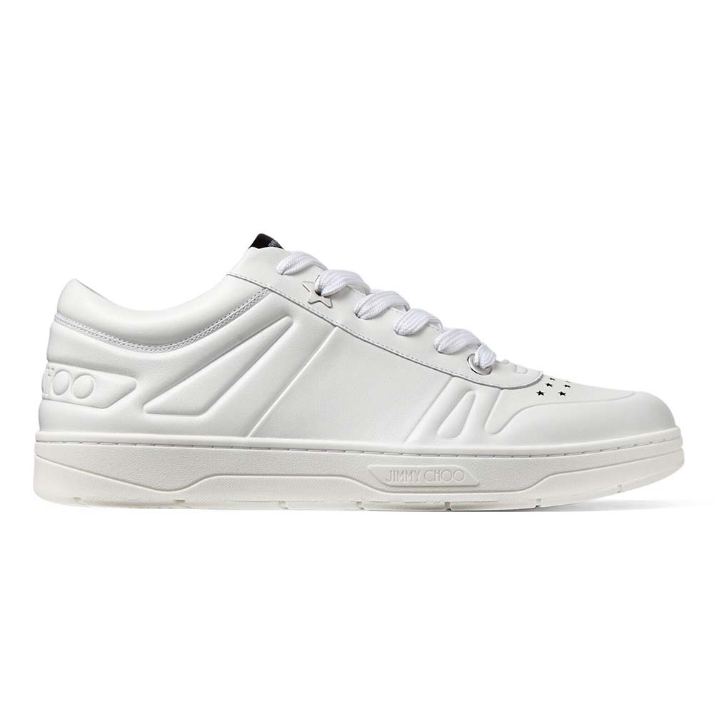 Jimmy Choo Men Hawaii/M White Calf Leather Lace-Up Trainers