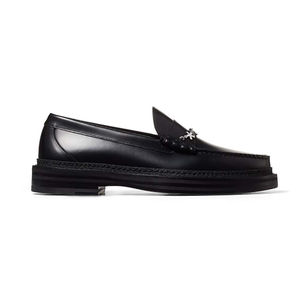 Jimmy Choo Men Jc Eric Haze Ezra M Black Box Calf Loafers with Eric Haze Star Chain