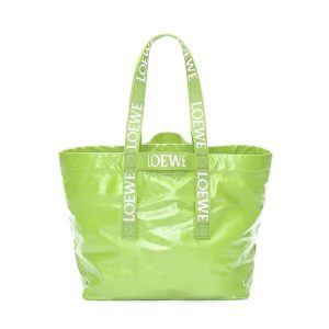 Loewe Unisex Fold Shopper in Paper Calfskin-Green