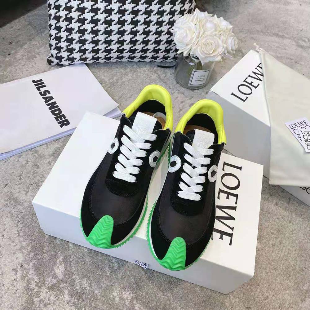 Loewe Women Flow Runner in Nylon and Suede-Black - Image 2