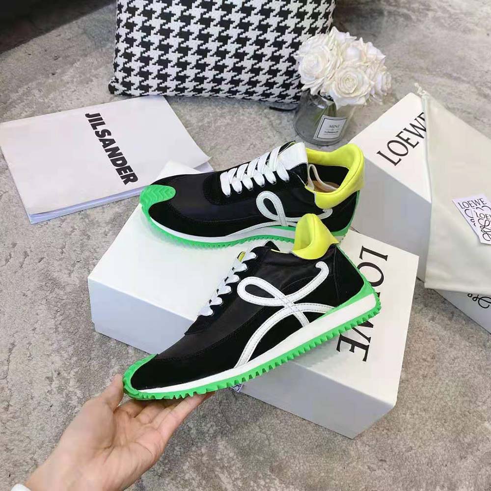 Loewe Women Flow Runner in Nylon and Suede-Black - Image 5