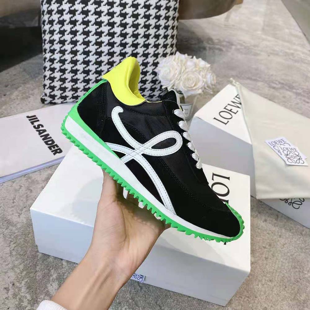 Loewe Women Flow Runner in Nylon and Suede-Black - Image 7