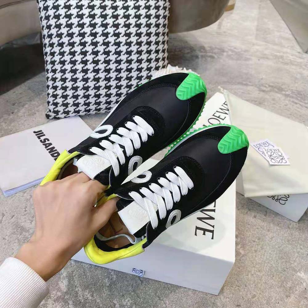 Loewe Women Flow Runner in Nylon and Suede-Black - Image 6