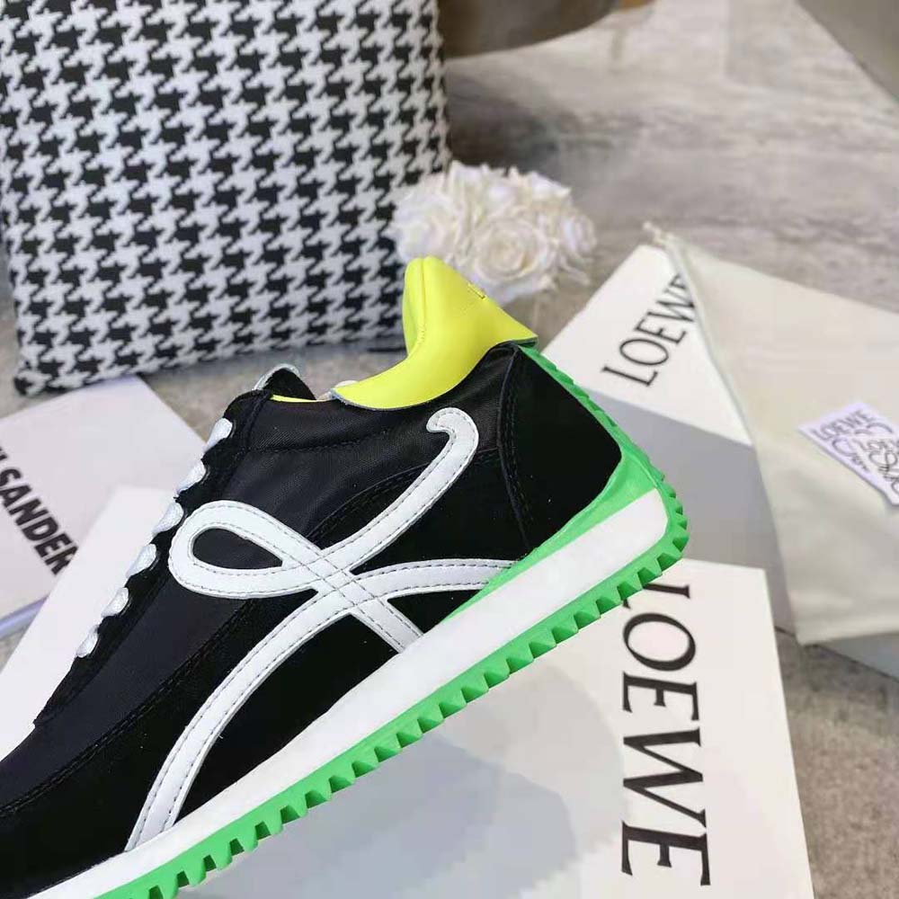 Loewe Women Flow Runner in Nylon and Suede-Black - Image 9