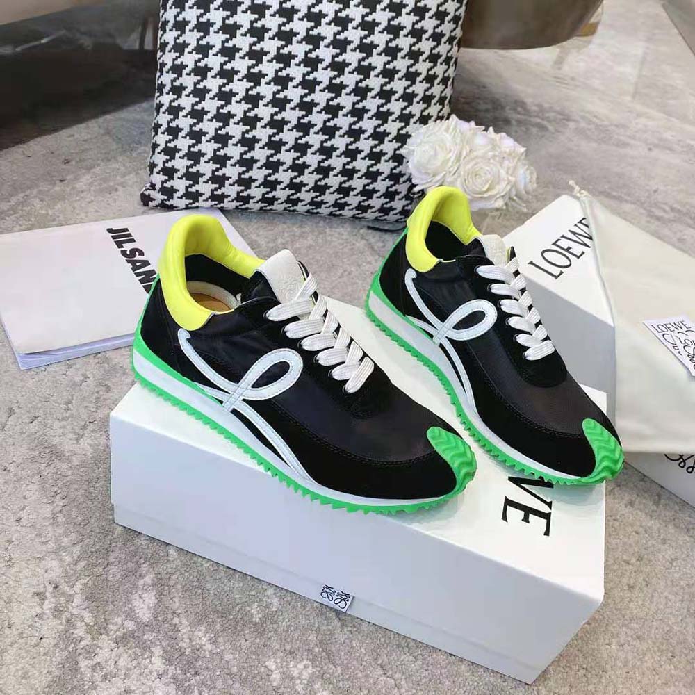 Loewe Women Flow Runner in Nylon and Suede-Black - Image 3