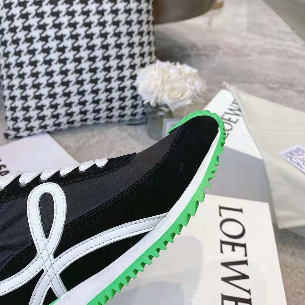 Loewe Women Flow Runner in Nylon and Suede-Black - Image 8