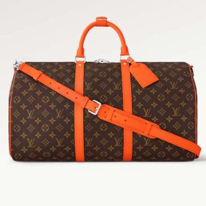 Louis Vuitton LV Unisex Keepall Bandoulière 50 Orange Monogram Macassar Coated Canvas M46770