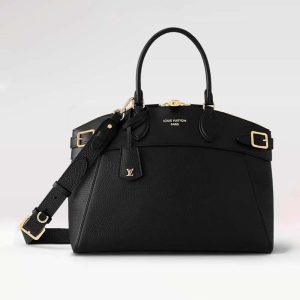 Louis Vuitton LV Women Lock It MM Black Taurillon Leather Calfskin M22914