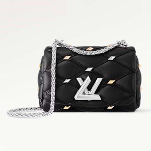 Louis Vuitton LV Women Pico GO-14 Black Lambskin Cowhide Leather Twist Lock M24246