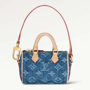 Louis Vuitton Women Micro Speedy Bag Charm Monogram Denim Canvas M01701