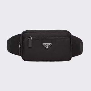 Prada Unisex Re-Nylon and Saffiano Leather Belt Bag-Black
