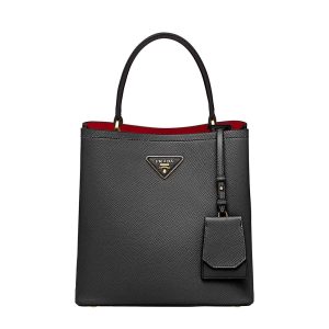 Prada Women Double Medium Bag in Saffiano Leather-Black