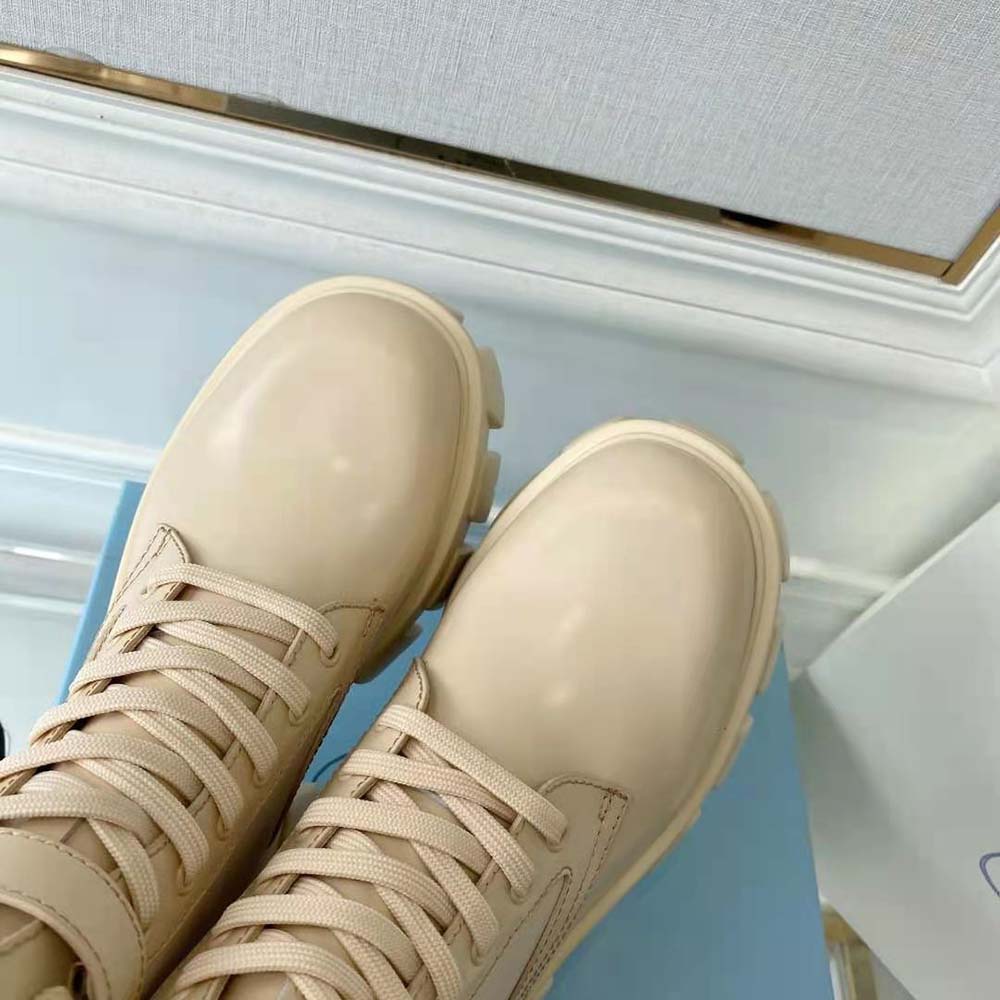 Prada Women Monolith Leather and Nylon Fabric Boots - Image 8