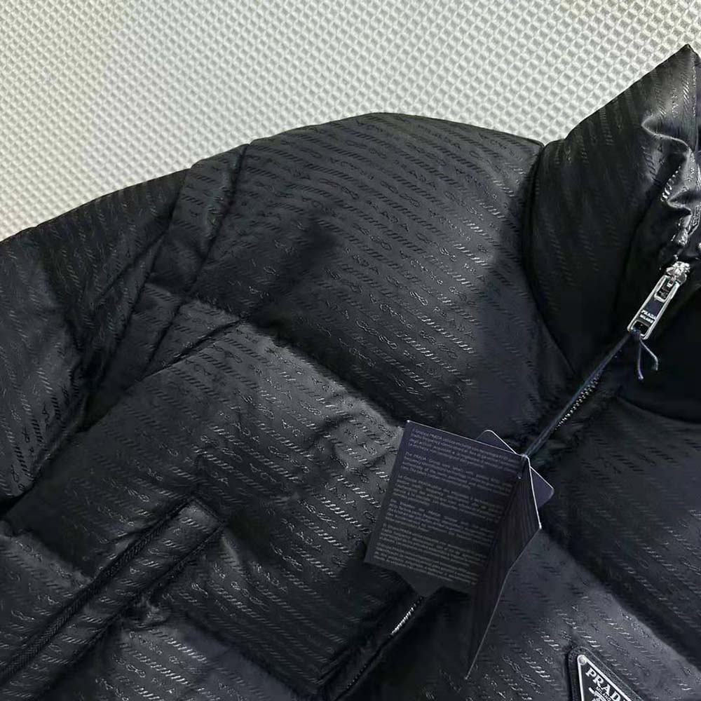 Prada Women Re-Nylon Cropped Hooded Down Jacket-Black - Image 8