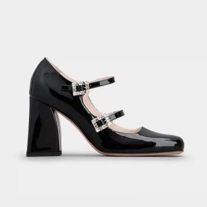 Roger Vivier Women Trés Vivier Strass Buckle Mini Babies Pumps in Patent Leather