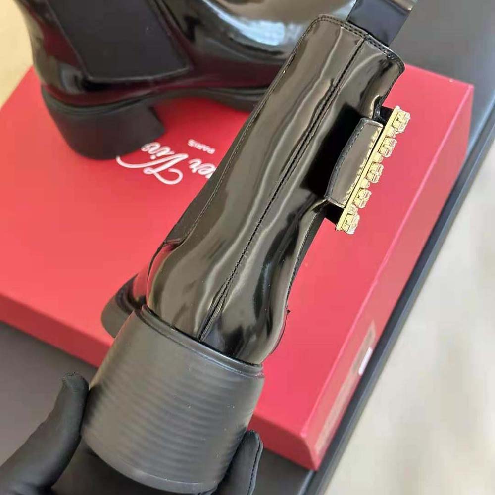 Roger Vivier Women Viv' Rangers Strass Buckle Chelsea Ankle Boots in Patent Leather - Image 9