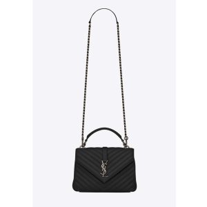 Saint Laurent YSL Women College Medium In Matelasse Leather-Black