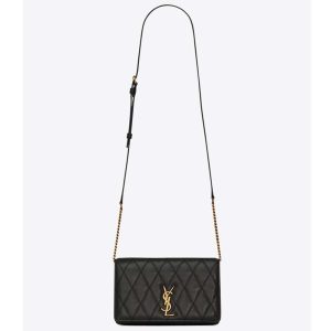Saint Laurent YSL Women Angie Chain Bag Diamond-Quilted Lambskin-Black