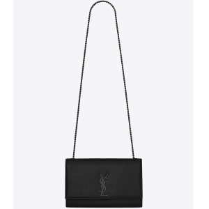 Saint Laurent YSL Women Kate Medium Grain De Poudre Embossed-Black