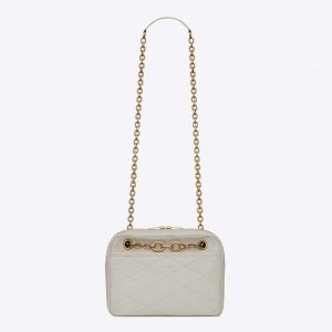 Saint Laurent YSL Women Le Maillon Small Chain Bag in Quilted Lambskin-White