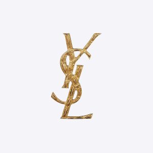 Saint Laurent YSL Women Opyum YSL Crocodile Brooch Gold Brass