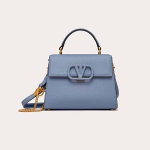 Valentino Women Small Vsling Grainy Calfskin Handbag-Blue