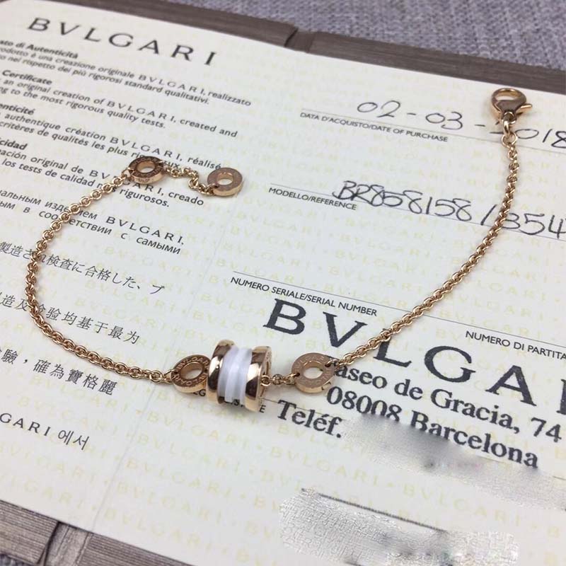 Bvlgari Women B.zero1 Soft Bracelet in 18 KT Rose Gold with 18 KT Rose Gold and White Ceramic Pendant - Image 4