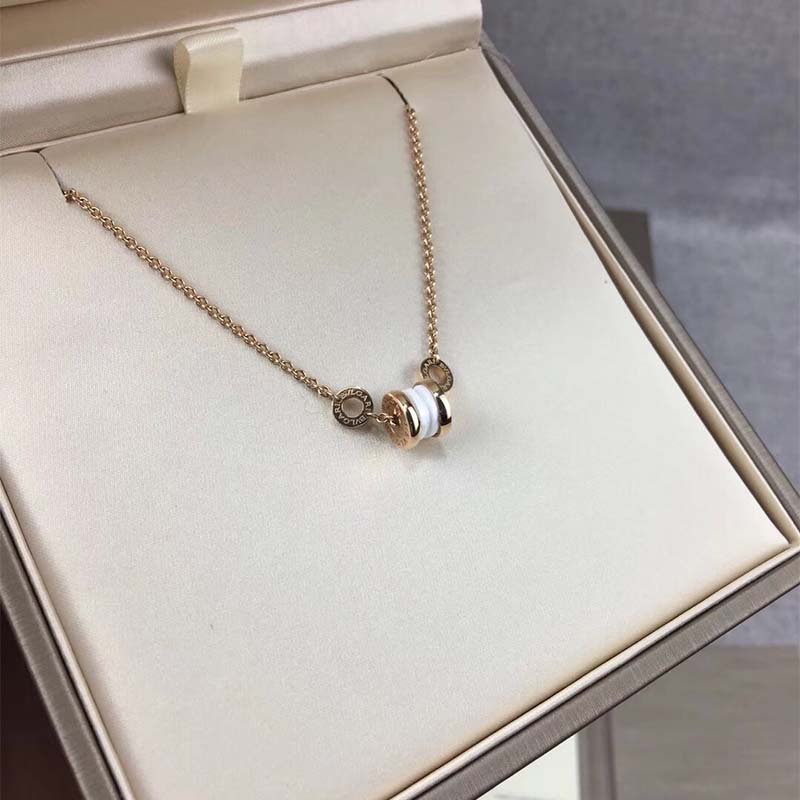 Bvlgari Women B.zero1 Soft Bracelet in 18 KT Rose Gold with 18 KT Rose Gold and White Ceramic Pendant - Image 3