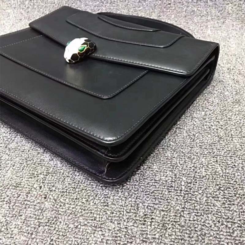Bvlgari Women Large Flap Cover Bag "Serpenti Forever" in Calf-Black - Image 5