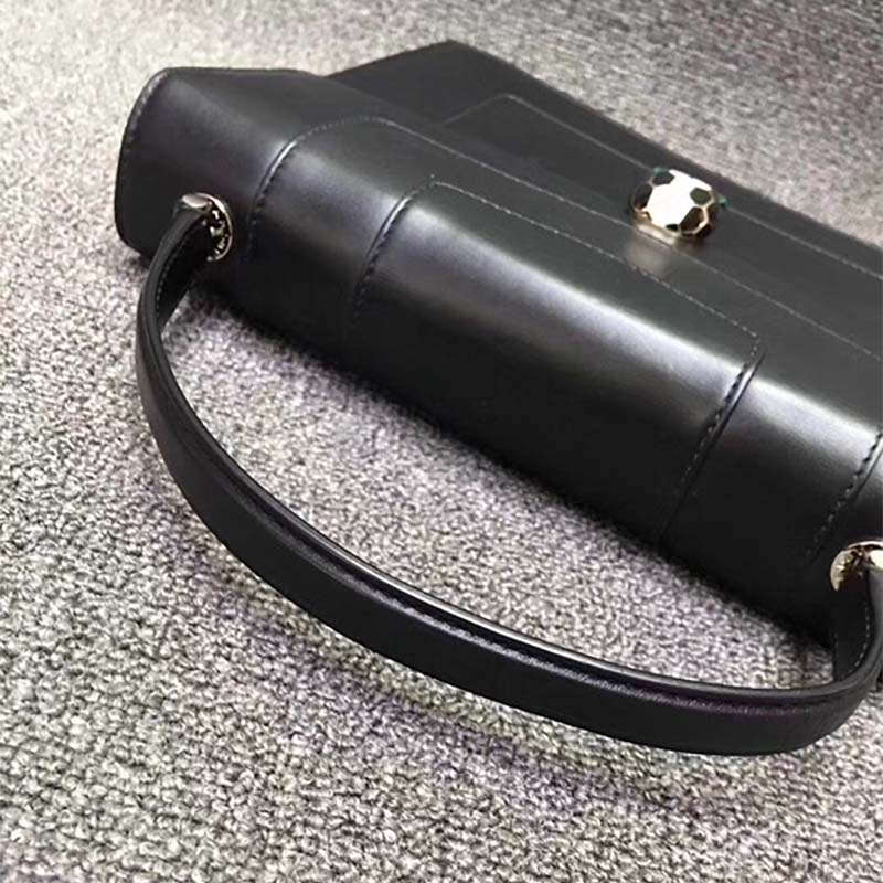 Bvlgari Women Large Flap Cover Bag "Serpenti Forever" in Calf-Black - Image 7