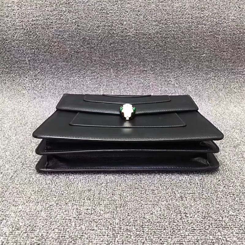 Bvlgari Women Large Flap Cover Bag "Serpenti Forever" in Calf-Black - Image 4