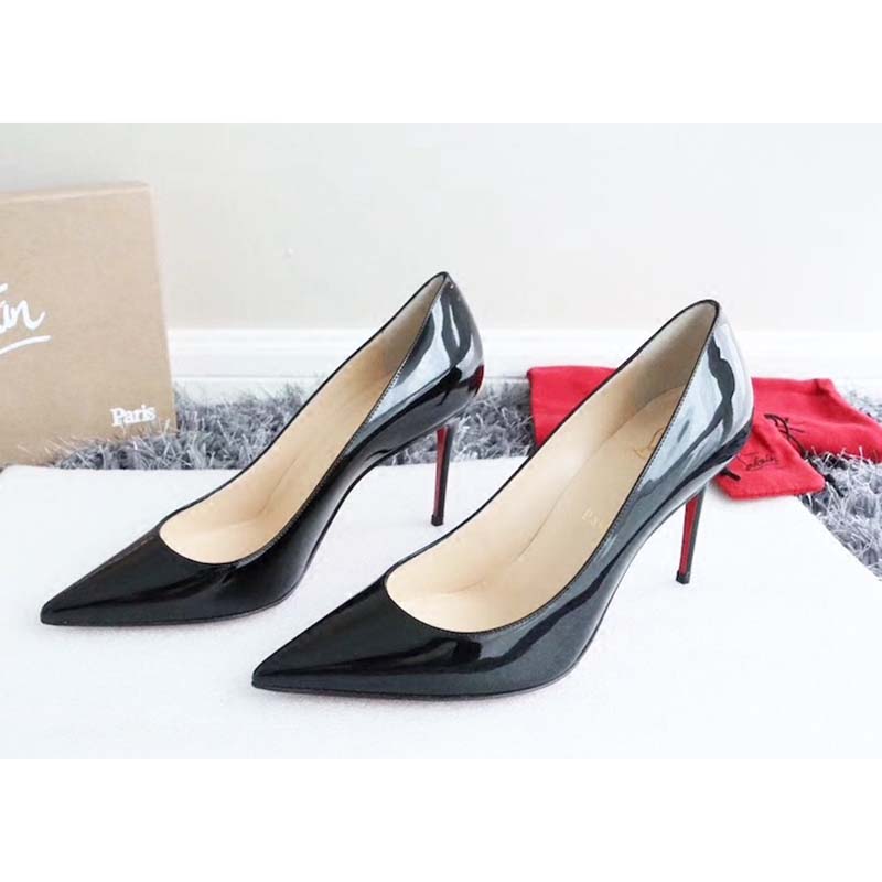 Christian Louboutin Women Decollete 554 Patent 85 mm Pumps Shoes Black - Image 3