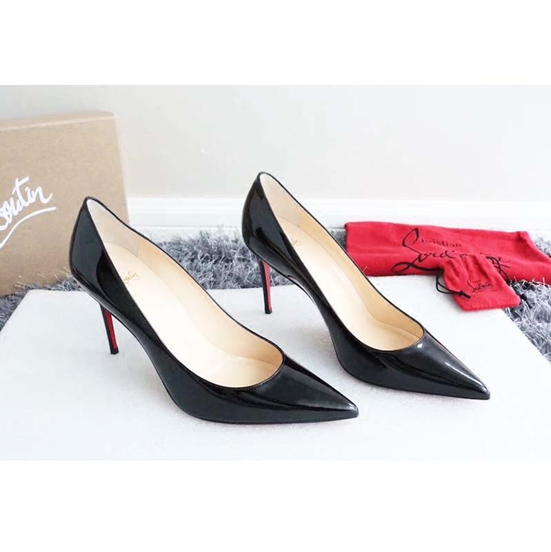 Christian Louboutin Women Decollete 554 Patent 85 mm Pumps Shoes Black - Image 2
