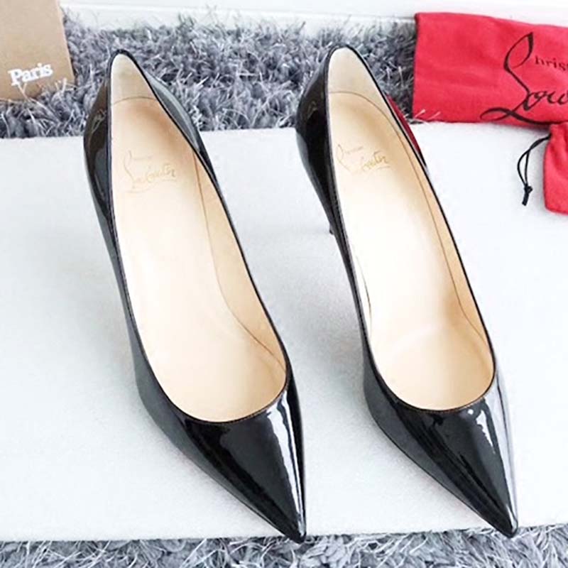 Christian Louboutin Women Decollete 554 Patent 85 mm Pumps Shoes Black - Image 4