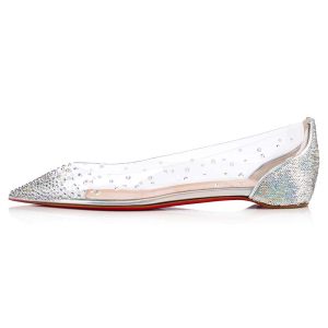 Christian Louboutin Women Evening Flats Shoes Degrastrass-Silver