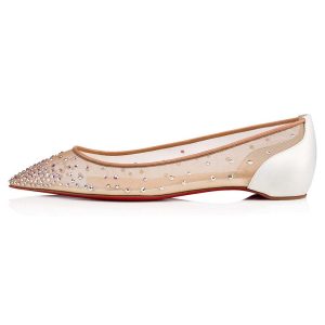 Christian Louboutin Women Follies Strass Ballet Flat-White