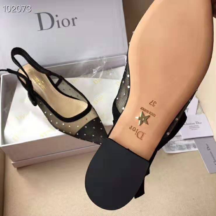 Dior Women "J'Adior" Ballet Pump Gold-Tone Dotted Swiss 10mm Heel - Image 8