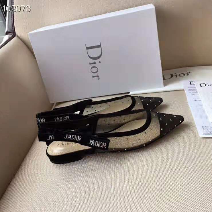 Dior Women "J'Adior" Ballet Pump Gold-Tone Dotted Swiss 10mm Heel - Image 5